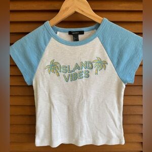 Forever 21 Blue and White Short Sleeve Tee